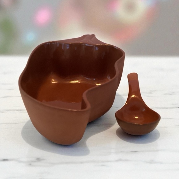Other - Terra-Cotta Exterior w/ Glazed Interior Chili Pepper Salsa Server Bowl w/ Ladle